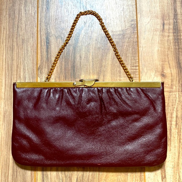Vintage HL Harry Levine Burgundy Leather Clutch - Picture 2 of 16